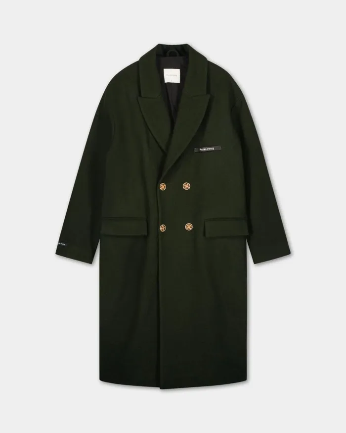 Studio Wool Coat Green WomenMen Filling Pieces Coats and Jackets
