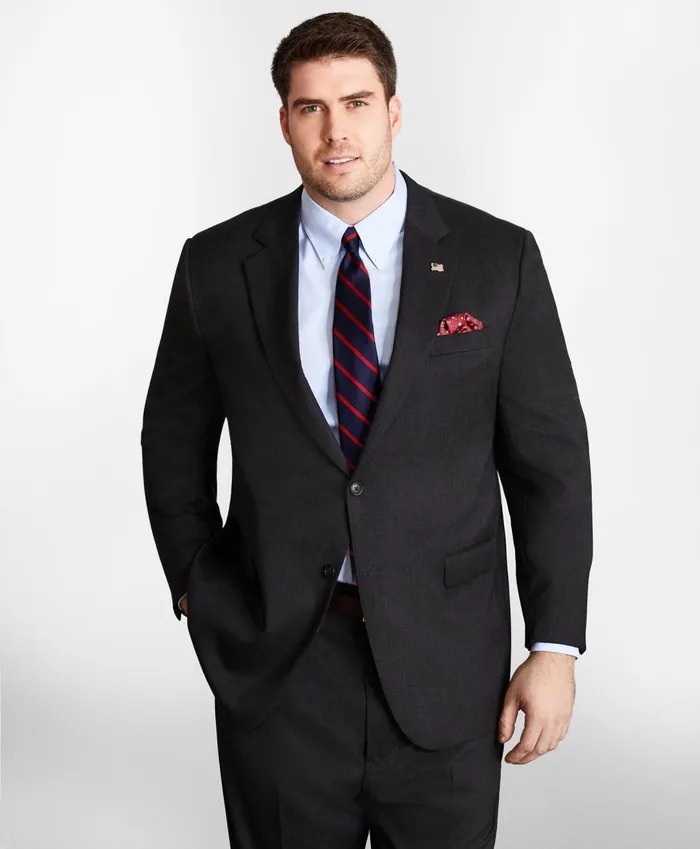Suits Men Brooks Brothers Big andamp Tall Stretch Wool TwoButton 1818 Suit Charcoal