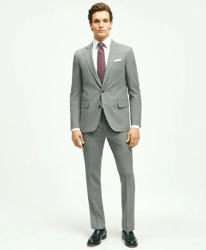 Suits Men Brooks Brothers Brooks Brothers Explorer Collection Classic Fit Wool Pinstripe Suit Jacket Grey White