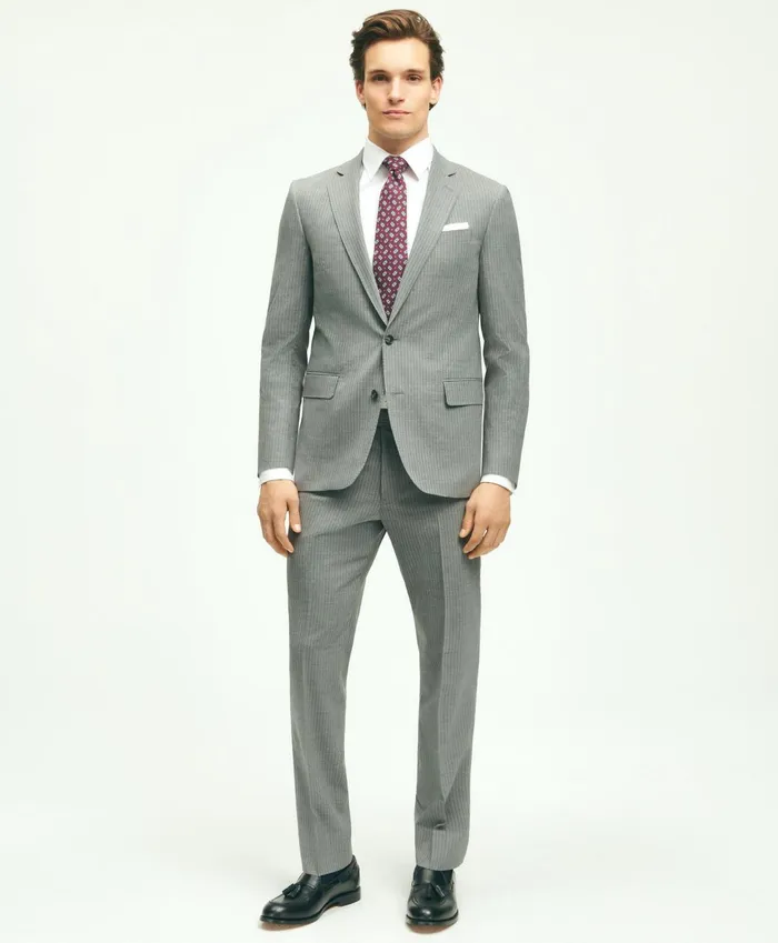 Suits Men Brooks Brothers Brooks Brothers Explorer Collection Classic Fit Wool Pinstripe Suit Jacket Grey White