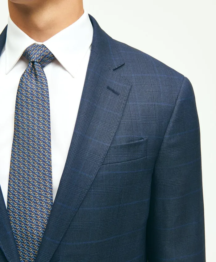 Suits Men Brooks Brothers Brooks Brothers Explorer Collection Classic Fit Wool Windowpane Suit Jacket Navy