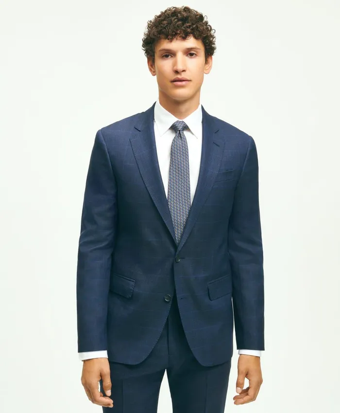 Suits Men Brooks Brothers Brooks Brothers Explorer Collection Classic Fit Wool Windowpane Suit Jacket Navy