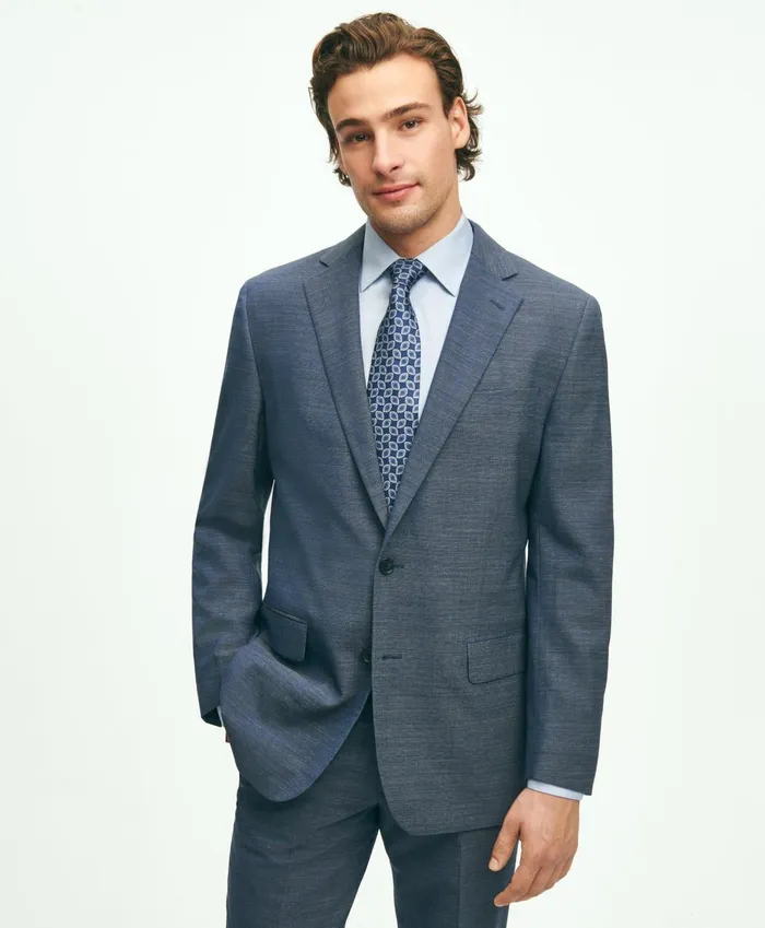 Suits Men Brooks Brothers Brooks Brothers Explorer Collection Regent Fit Merino Wool Suit Jacket Blue