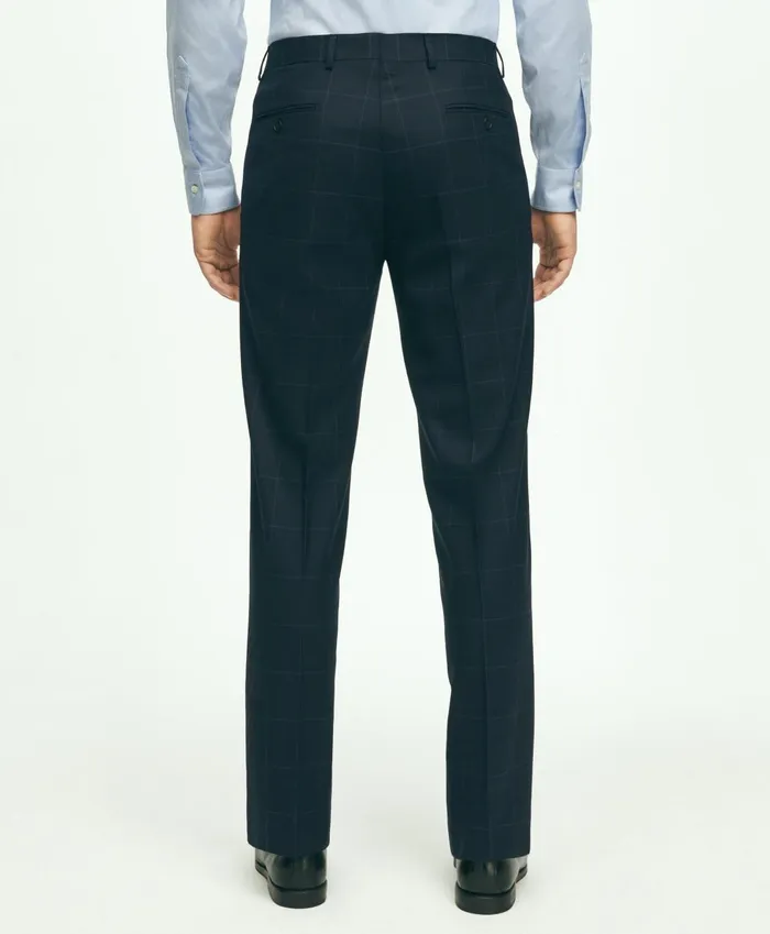 Suits Men Brooks Brothers Brooks Brothers Explorer Collection Regent Fit Merino Wool Windowpane Suit Pants Navy