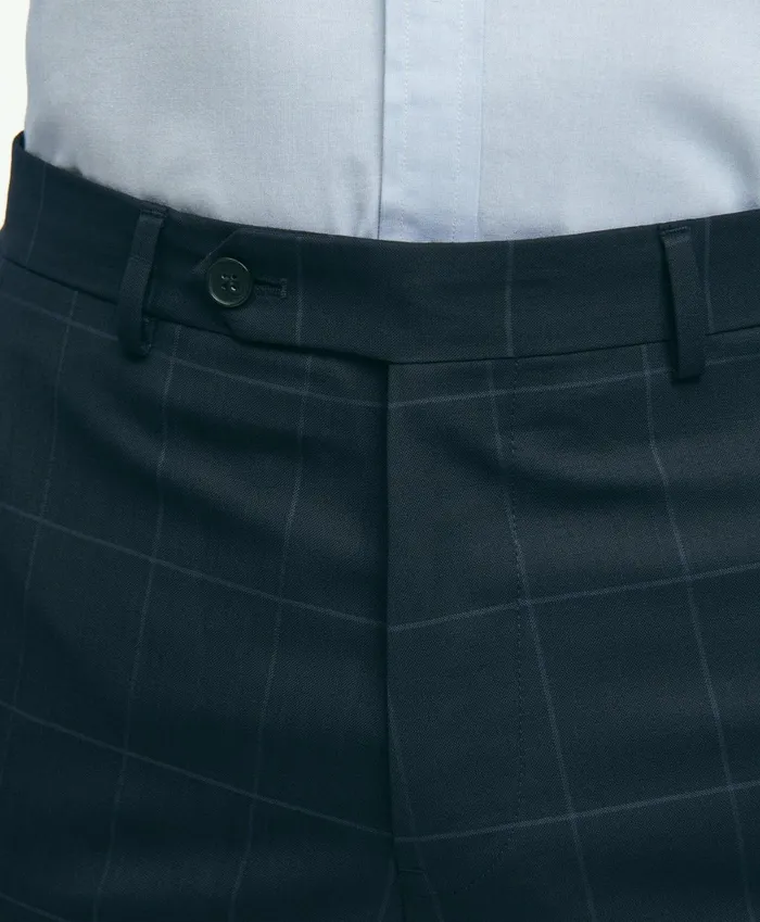 Suits Men Brooks Brothers Brooks Brothers Explorer Collection Regent Fit Merino Wool Windowpane Suit Pants Navy