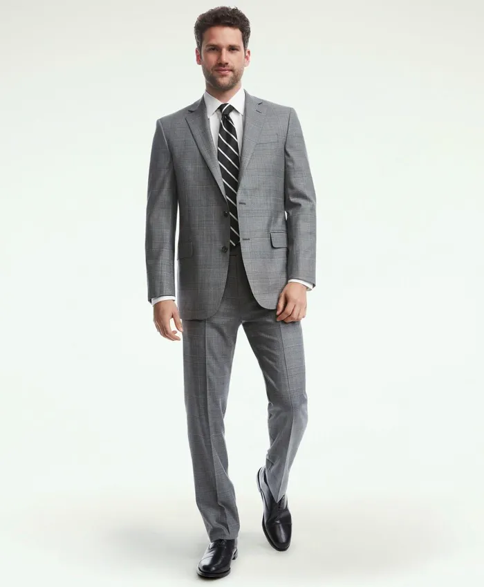 Suits Men Brooks Brothers Brooks Brothers Explorer Collection Regent Fit Prince Of Wales Suit Jacket Grey