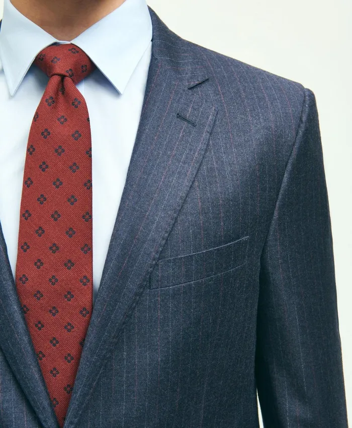Suits Men Brooks Brothers Classic Fit Stretch Wool Flannel Pinstripe 1818 Suit Navy