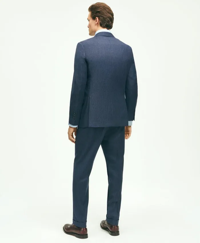 Suits Men Brooks Brothers Classic Fit Stretch Wool Flannel Pinstripe 1818 Suit Navy