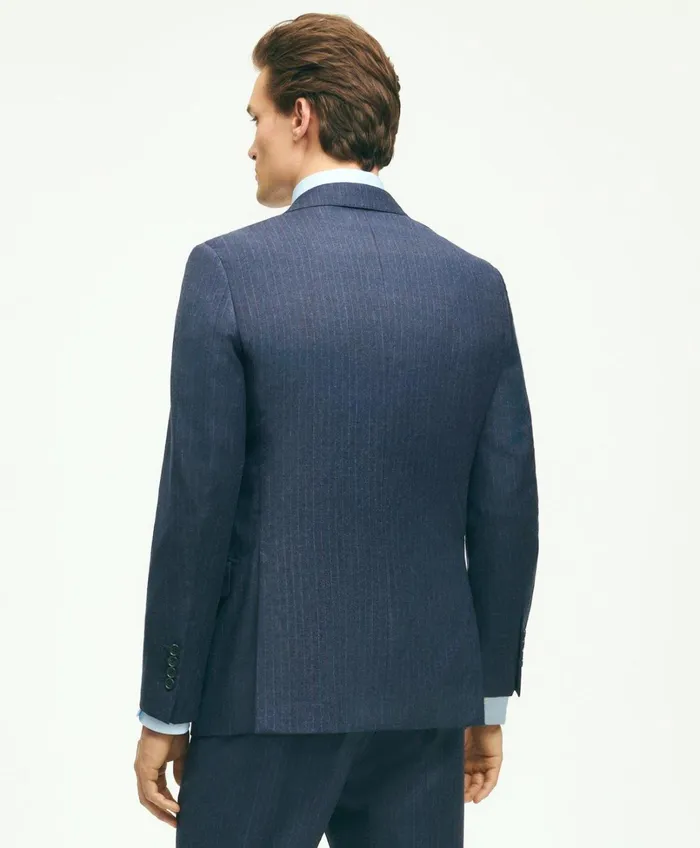 Suits Men Brooks Brothers Classic Fit Stretch Wool Flannel Pinstripe 1818 Suit Navy
