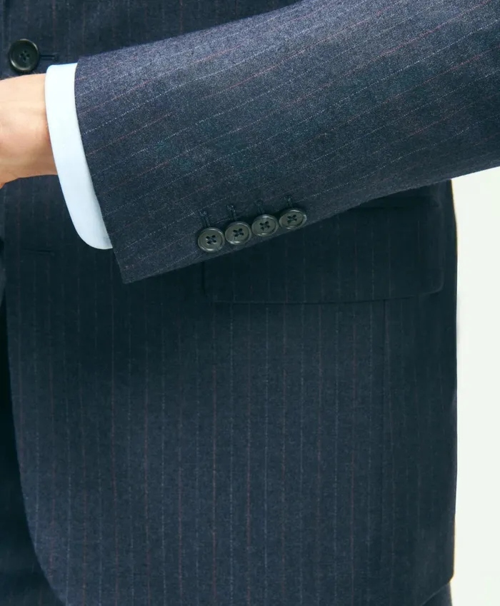 Suits Men Brooks Brothers Classic Fit Stretch Wool Flannel Pinstripe 1818 Suit Navy
