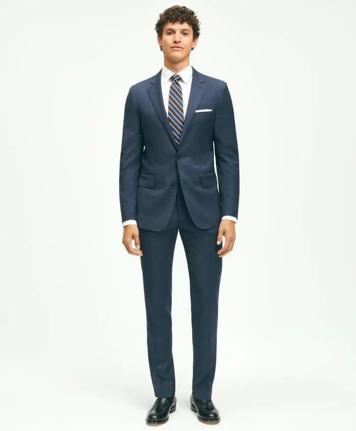 Suits Men Brooks Brothers Classic Fit Wool Checked 1818 Suit Navy