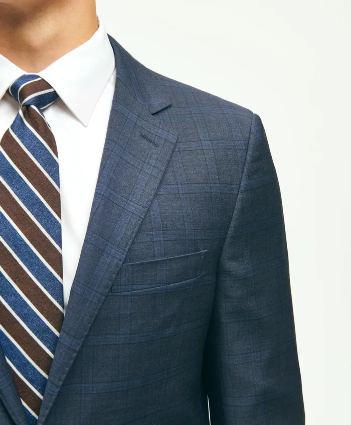 Suits Men Brooks Brothers Classic Fit Wool Checked 1818 Suit Navy