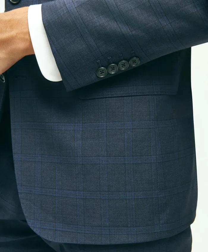 Suits Men Brooks Brothers Classic Fit Wool Checked 1818 Suit Navy