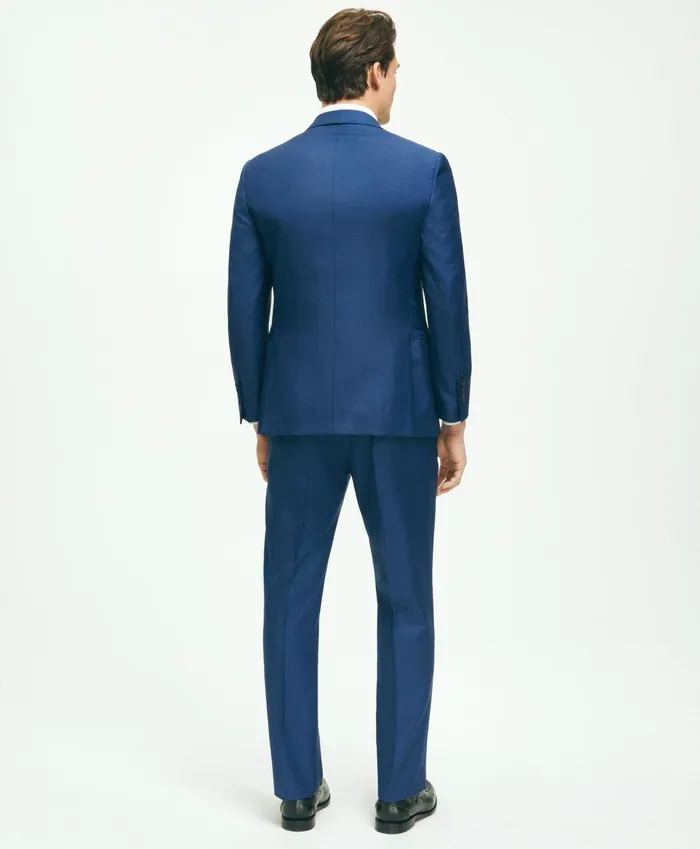 Suits Men Brooks Brothers Classic Fit Wool Sharkskin 1818 Suit Blue
