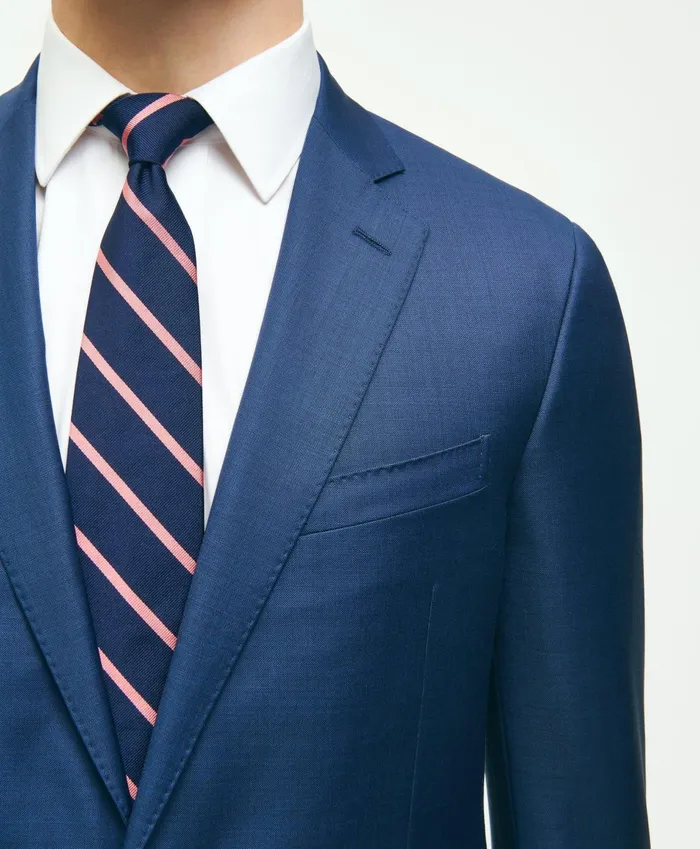 Suits Men Brooks Brothers Classic Fit Wool Sharkskin 1818 Suit Blue