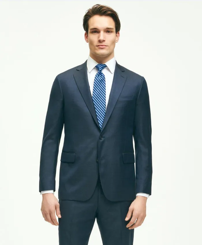 Suits Men Brooks Brothers Classic Fit Wool Tic 1818 Suit Navy