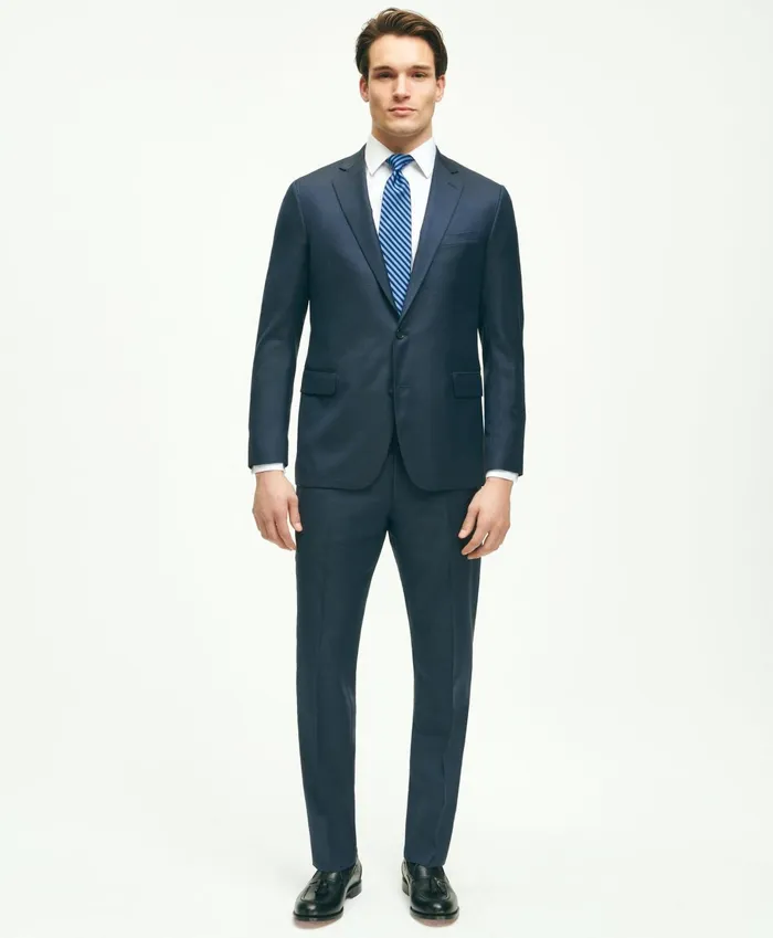 Suits Men Brooks Brothers Classic Fit Wool Tic 1818 Suit Navy