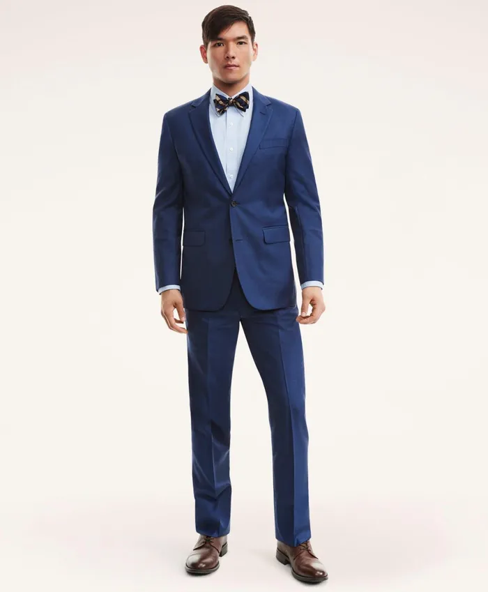 Suits Men Brooks Brothers Madison Fit Sharkskin 1818 Suit Blue