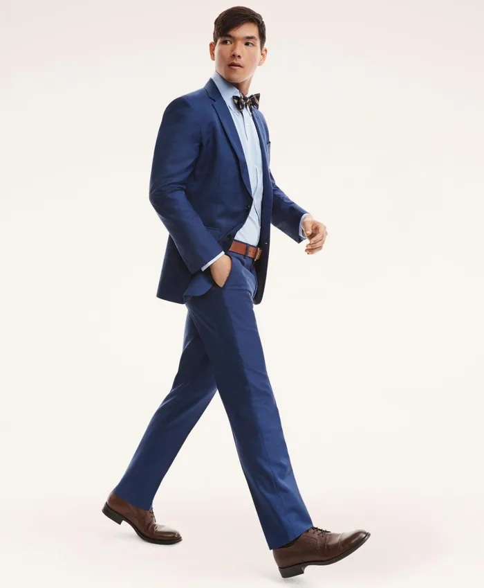 Suits Men Brooks Brothers Madison Fit Sharkskin 1818 Suit Blue