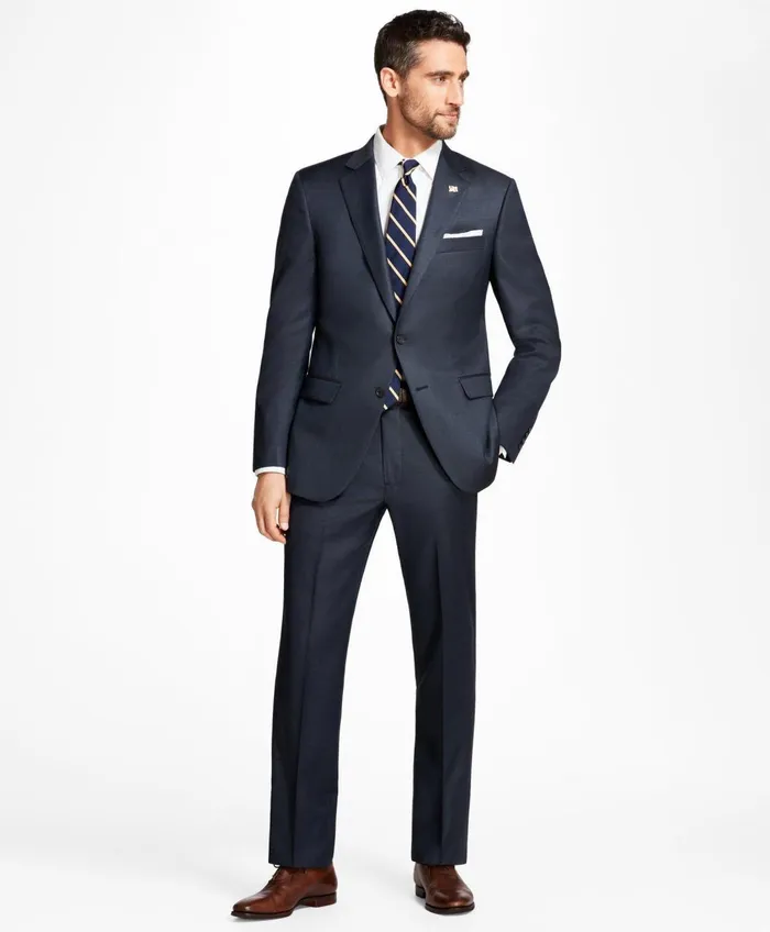 Suits Men Brooks Brothers Madison Fit Tic 1818 Suit Blue