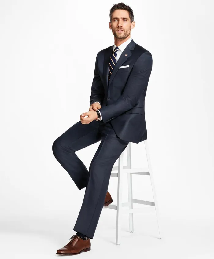 Suits Men Brooks Brothers Madison Fit Tic 1818 Suit Blue