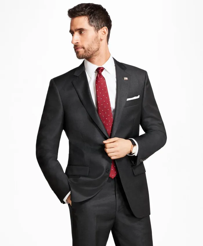 Suits Men Brooks Brothers Madison Fit Tic 1818 Suit Grey