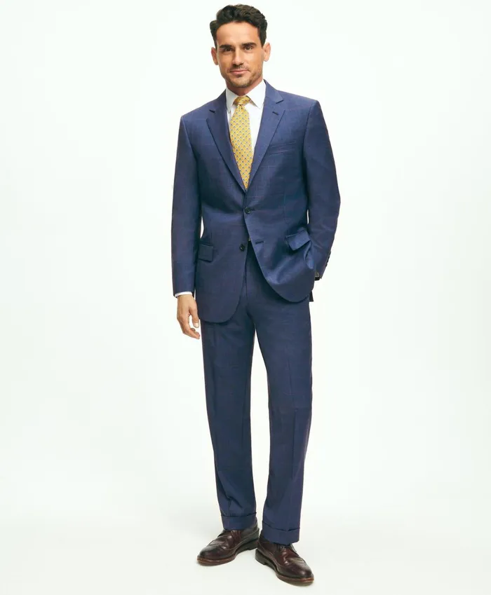 Suits Men Brooks Brothers Madison Fit Wool Overcheck 1818 Suit Blue