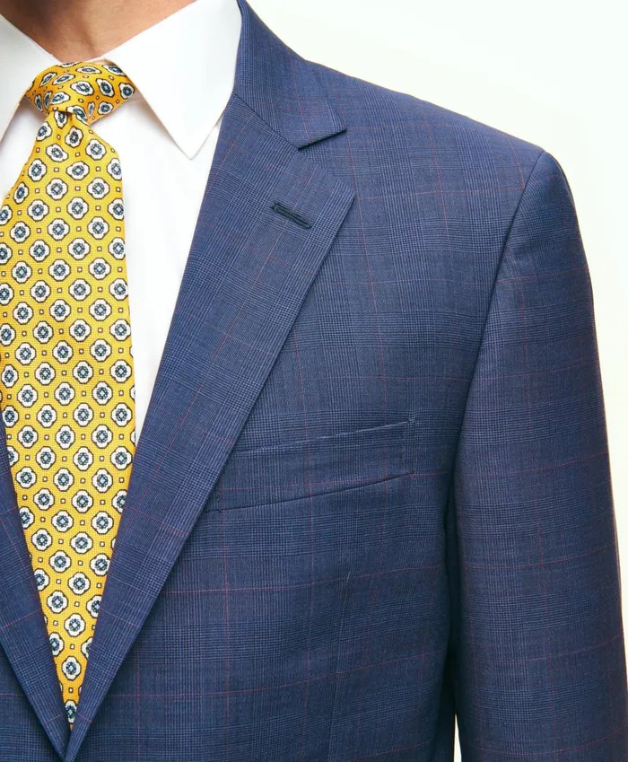 Suits Men Brooks Brothers Madison Fit Wool Overcheck 1818 Suit Blue