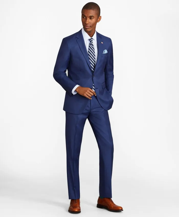 Suits Men Brooks Brothers Milano Fit Sharkskin 1818 Suit Blue