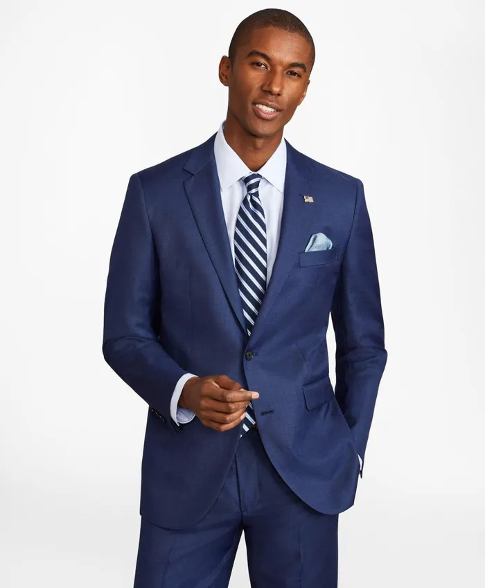 Suits Men Brooks Brothers Milano Fit Sharkskin 1818 Suit Blue