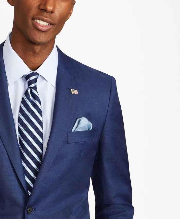 Suits Men Brooks Brothers Milano Fit Sharkskin 1818 Suit Blue