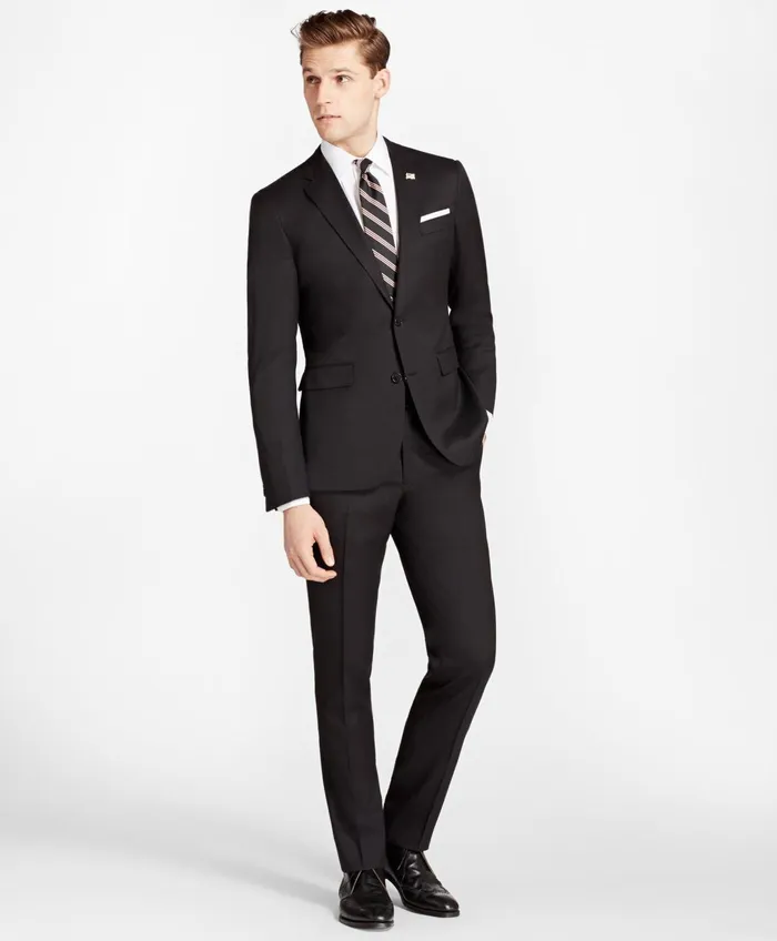 Suits Men Brooks Brothers Milano Fit Stretch Wool TwoButton 1818 Suit Black