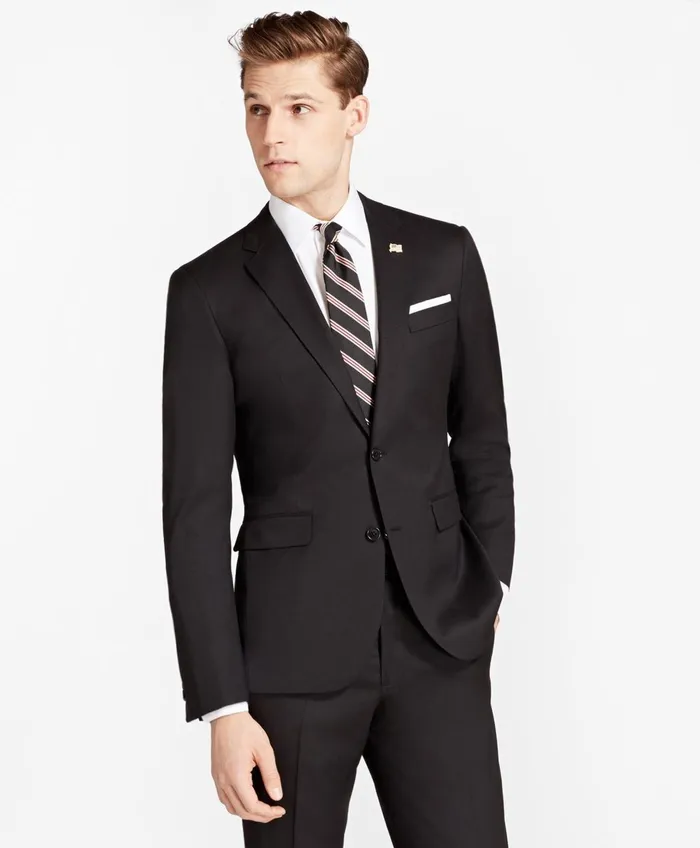 Suits Men Brooks Brothers Milano Fit Stretch Wool TwoButton 1818 Suit Black
