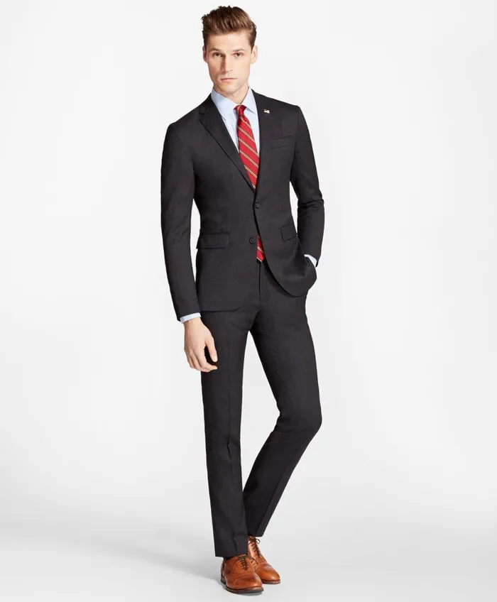 Suits Men Brooks Brothers Milano Fit Stretch Wool TwoButton 1818 Suit Charcoal