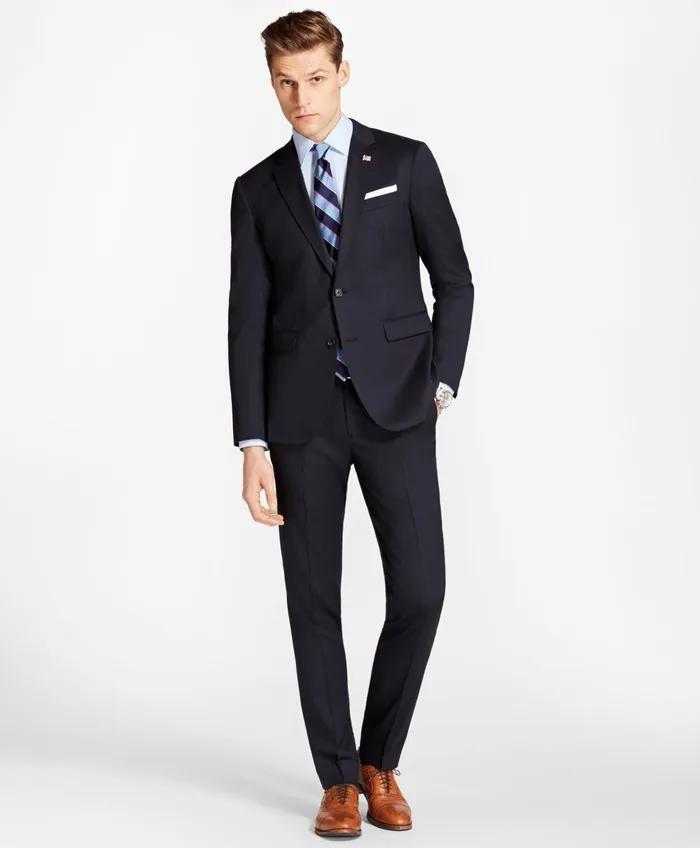 Suits Men Brooks Brothers Milano Fit Stretch Wool TwoButton 1818 Suit Navy