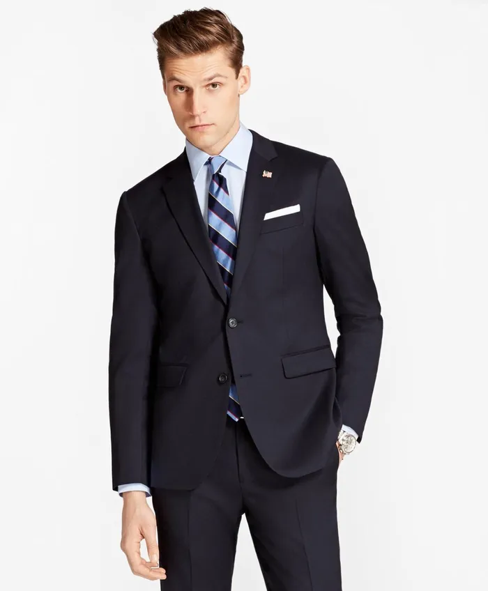 Suits Men Brooks Brothers Milano Fit Stretch Wool TwoButton 1818 Suit Navy