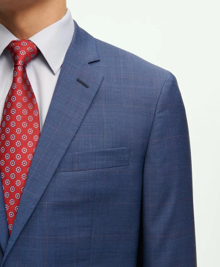 Suits Men Brooks Brothers Milano Fit Wool Overcheck 1818 Suit Blue
