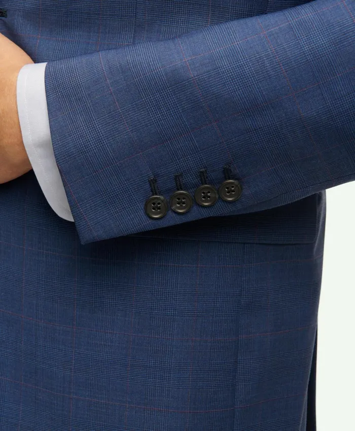 Suits Men Brooks Brothers Milano Fit Wool Overcheck 1818 Suit Blue