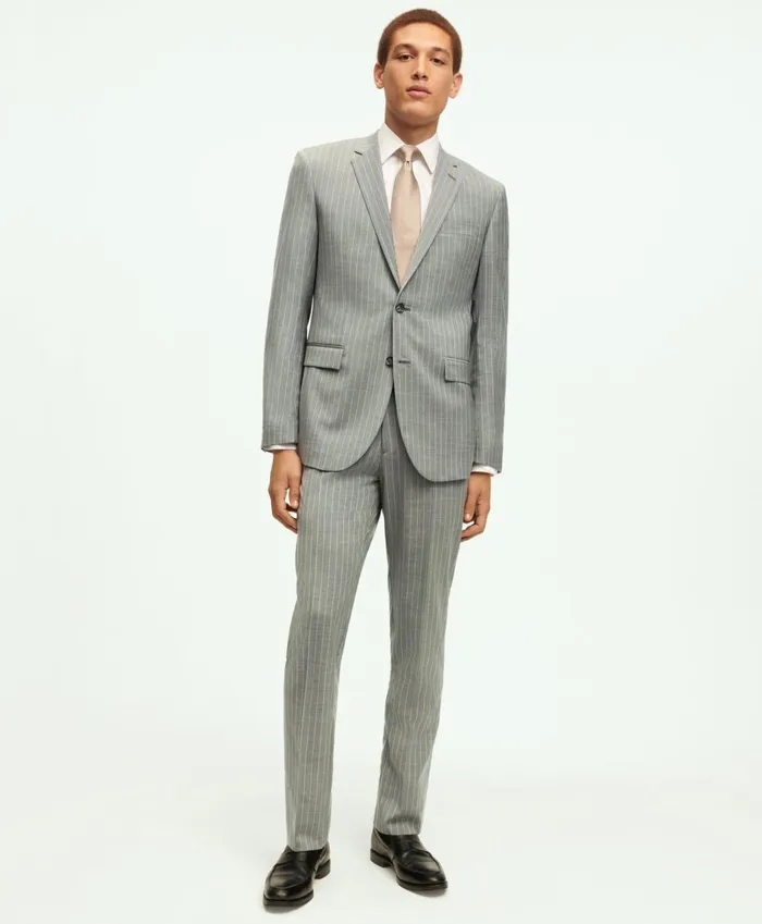 Suits Men Brooks Brothers Milano Fit Wool Pinstripe 1818 Suit Grey