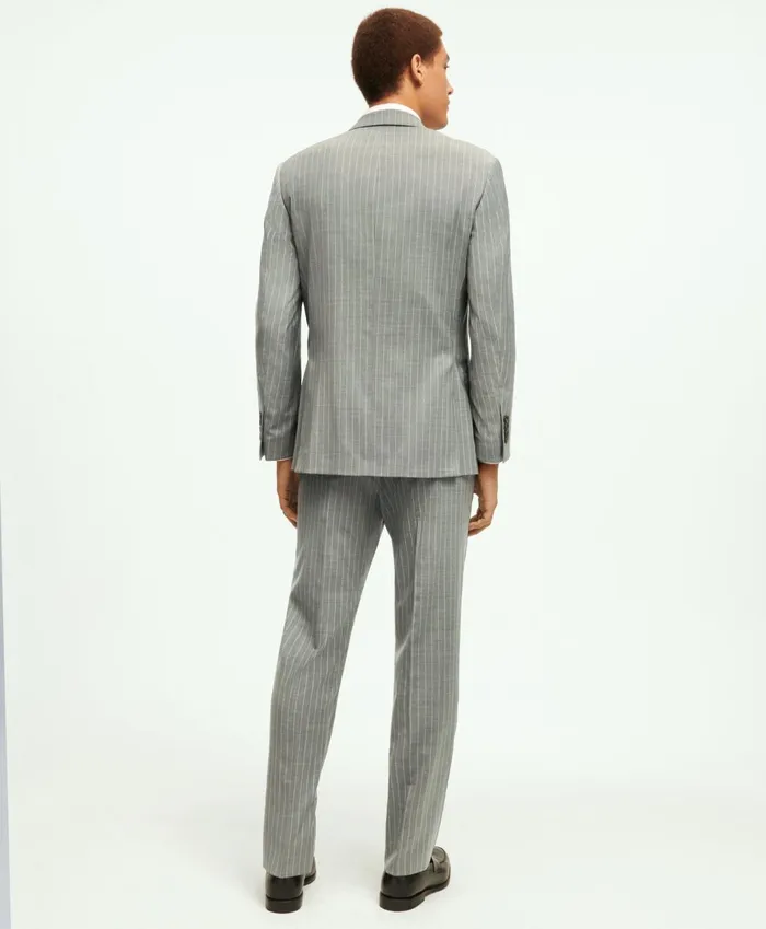 Suits Men Brooks Brothers Milano Fit Wool Pinstripe 1818 Suit Grey