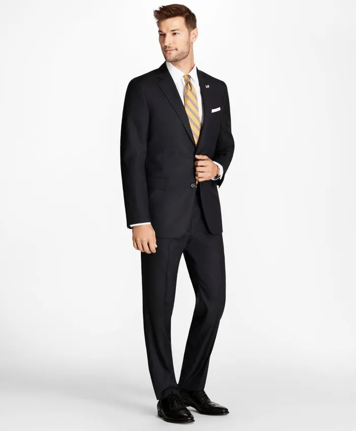 Suits Men Brooks Brothers Regent Fit Blue Herringbone 1818 Suit Navy