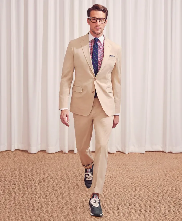 Suits Men Brooks Brothers Regent Fit Cotton Stretch Suit Jacket Beige