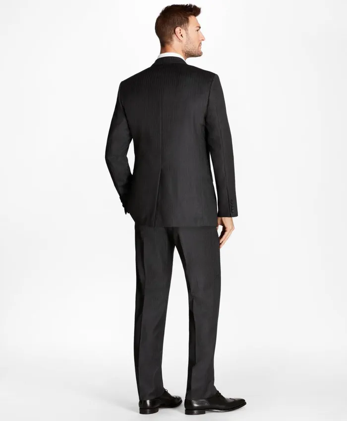 Suits Men Brooks Brothers Regent Fit Grey Herringbone 1818 Suit Grey