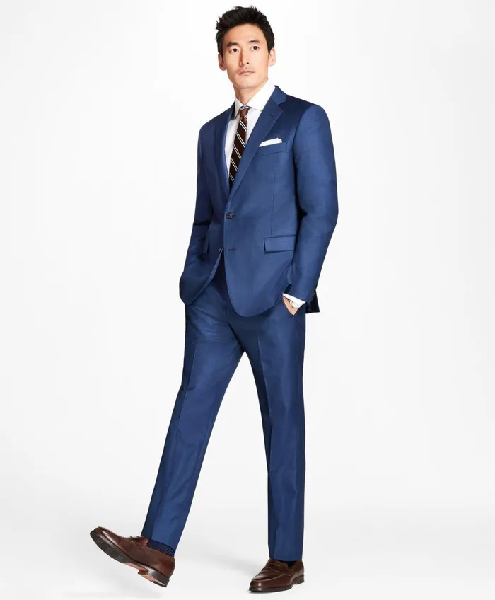 Suits Men Brooks Brothers Regent Fit Sharkskin 1818 Suit Blue
