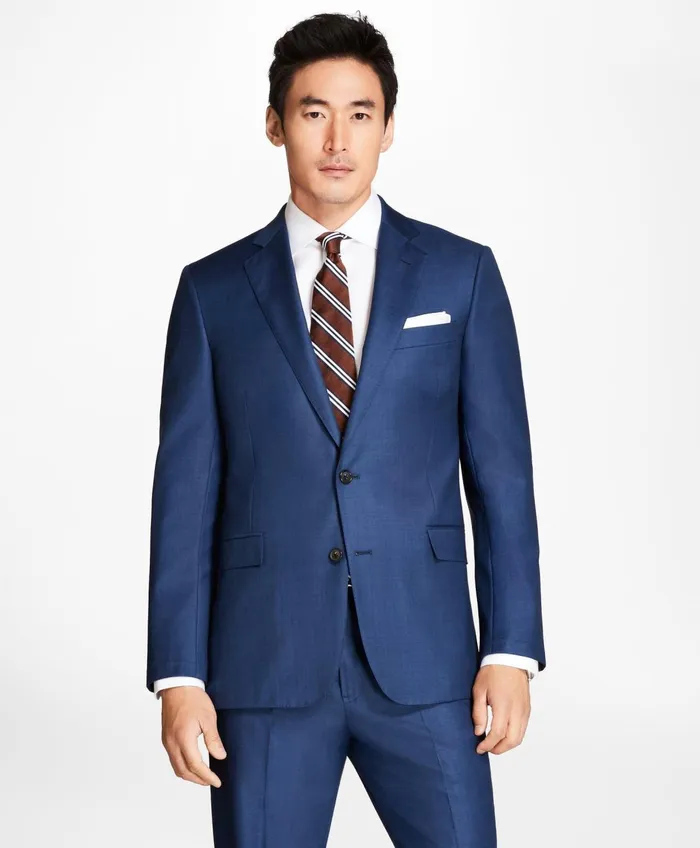 Suits Men Brooks Brothers Regent Fit Sharkskin 1818 Suit Blue