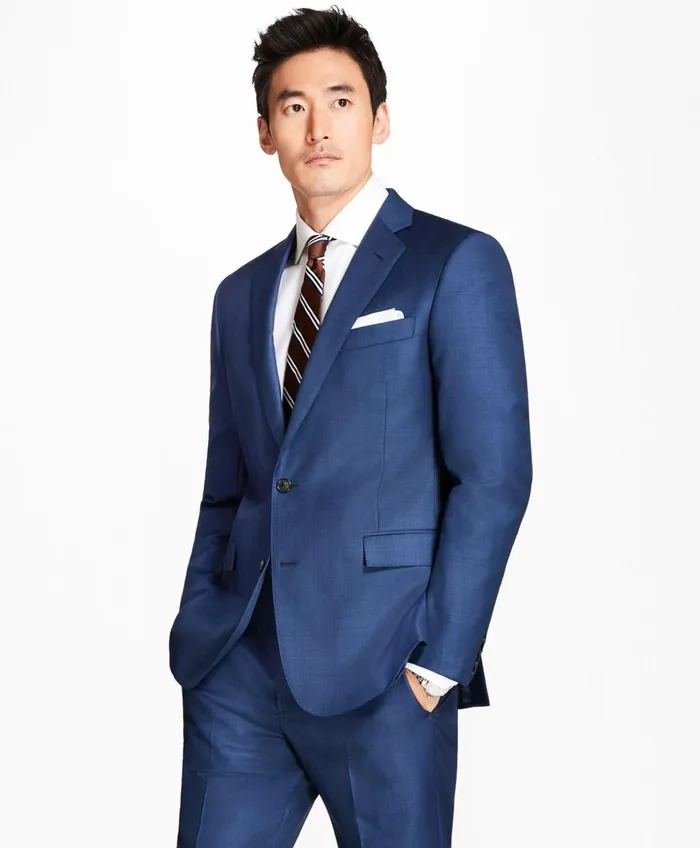 Suits Men Brooks Brothers Regent Fit Sharkskin 1818 Suit Blue