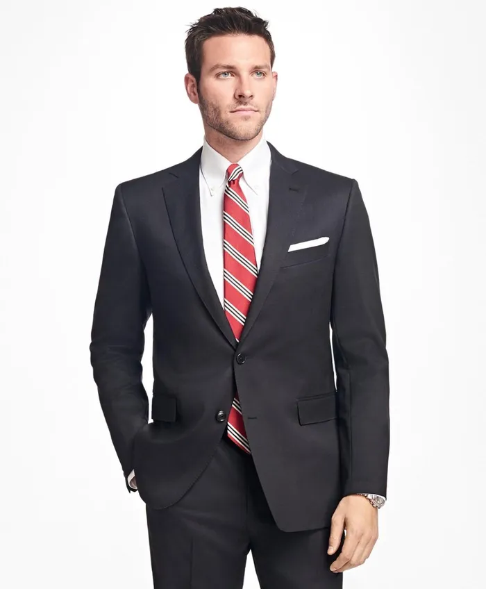 Suits Men Brooks Brothers Regent Fit Stretch Wool TwoButton 1818 Suit Black