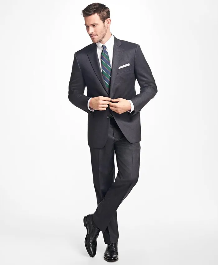 Suits Men Brooks Brothers Regent Fit Stretch Wool TwoButton 1818 Suit Charcoal
