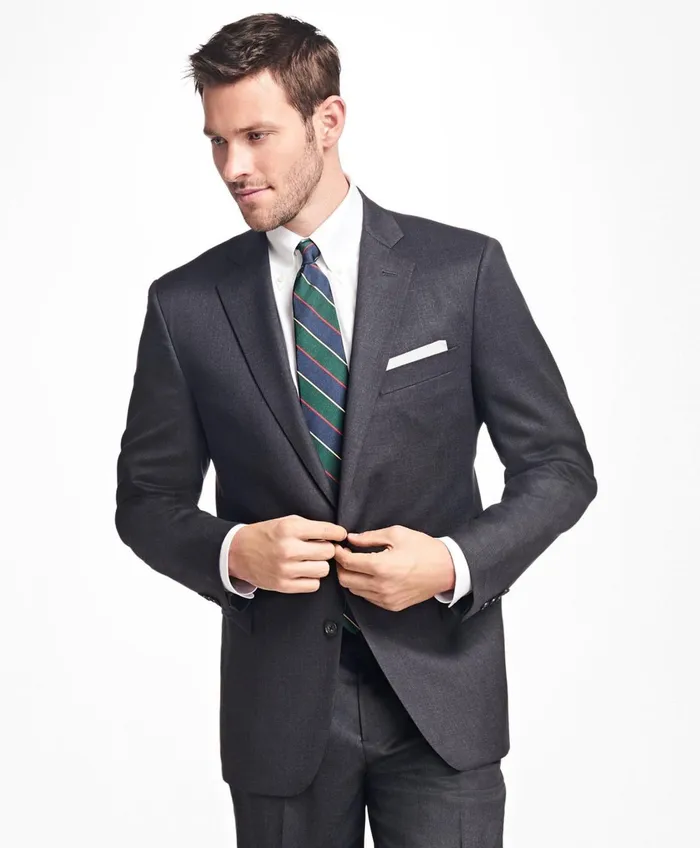 Suits Men Brooks Brothers Regent Fit Stretch Wool TwoButton 1818 Suit Charcoal