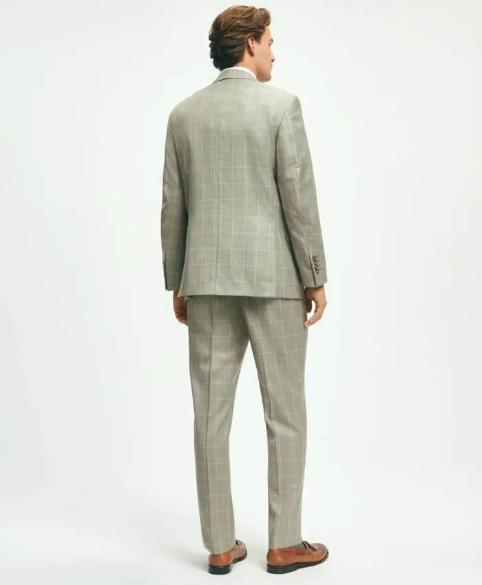 Suits Men Brooks Brothers Regent Fit Windowpane 1818 Suit Grey